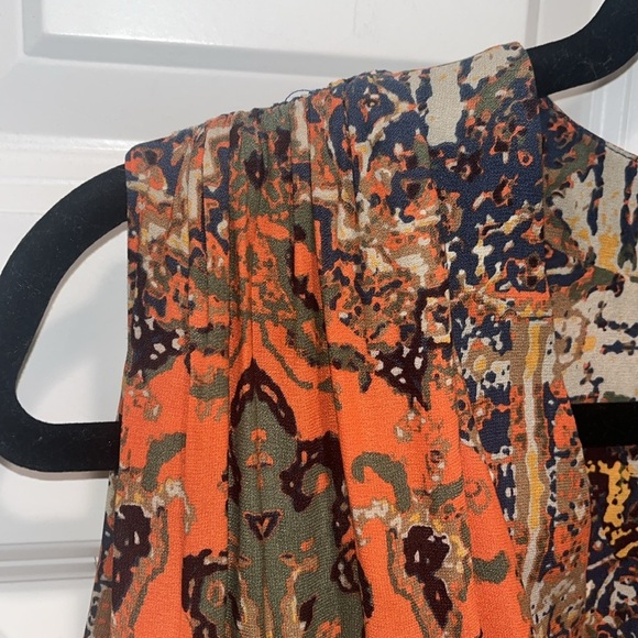 Free People Darcy Super V-neck Orange Blue Boho Sleeveless Anthro Tapestry - Picture 8 of 10